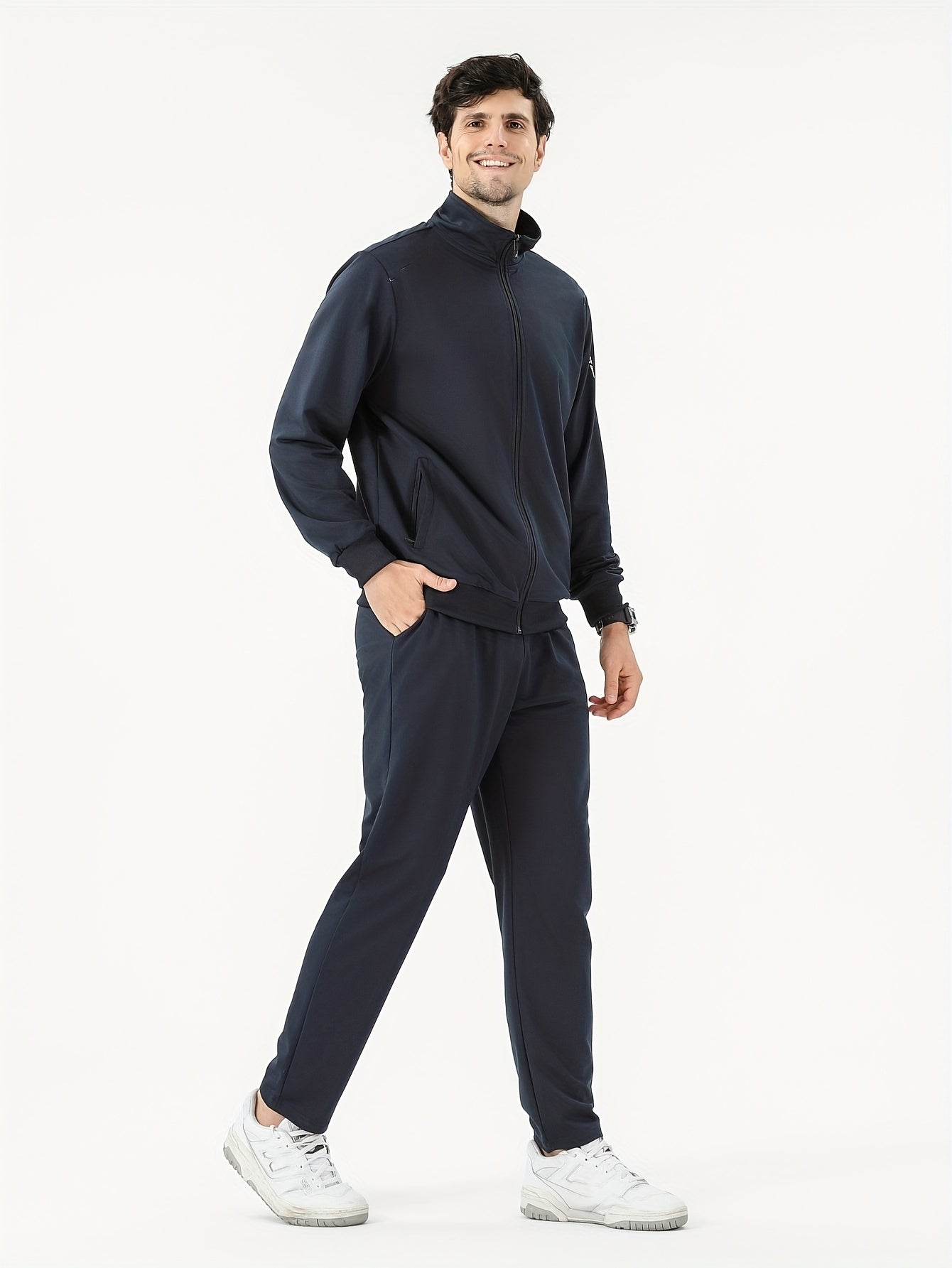 Two Piece Outfits For Men, Men Classic Design Zipper Up Jacket And Sweatpants Drawstring Pants