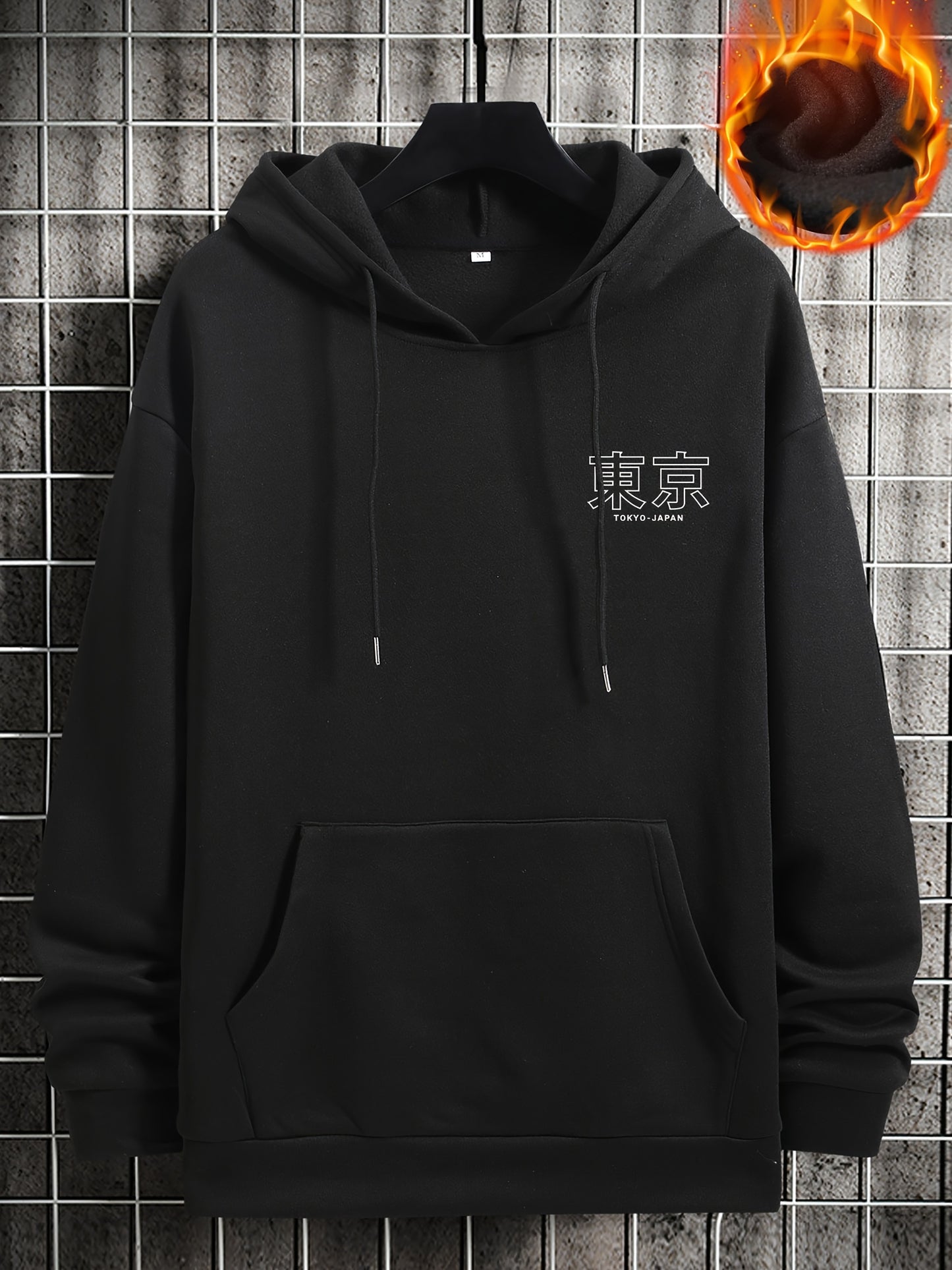 Tokyo Print Hoodie, Cool Hoodies For Men, Men's Casual Graphic Design Hooded Sweatshirt Streetwear For Winter Fall, As Gifts