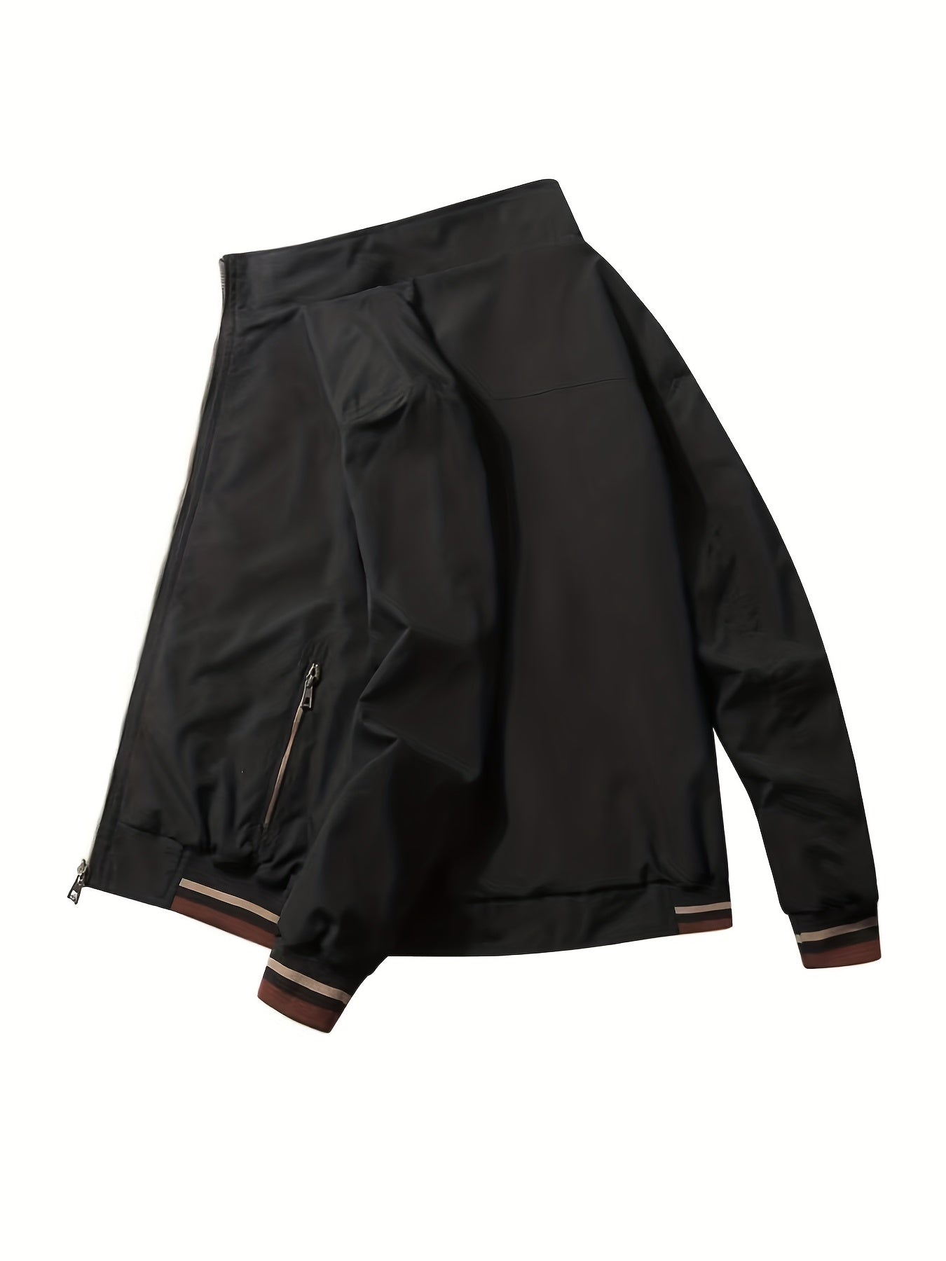 Windbreaker Sports Coat for Men - Water-Resistant, Zipper Pockets, Ribbed Cuff, Lapel Design, Daily Wear, Casual, Outdoor, and Athletic Activities
