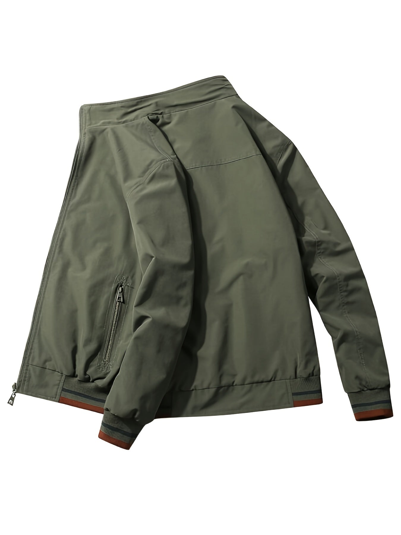 Windbreaker Sports Coat for Men - Water-Resistant, Zipper Pockets, Ribbed Cuff, Lapel Design, Daily Wear, Casual, Outdoor, and Athletic Activities