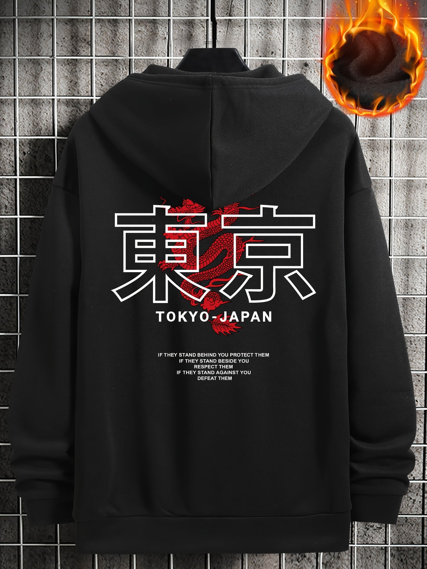 Tokyo Print Hoodie, Cool Hoodies For Men, Men's Casual Graphic Design Hooded Sweatshirt Streetwear For Winter Fall, As Gifts