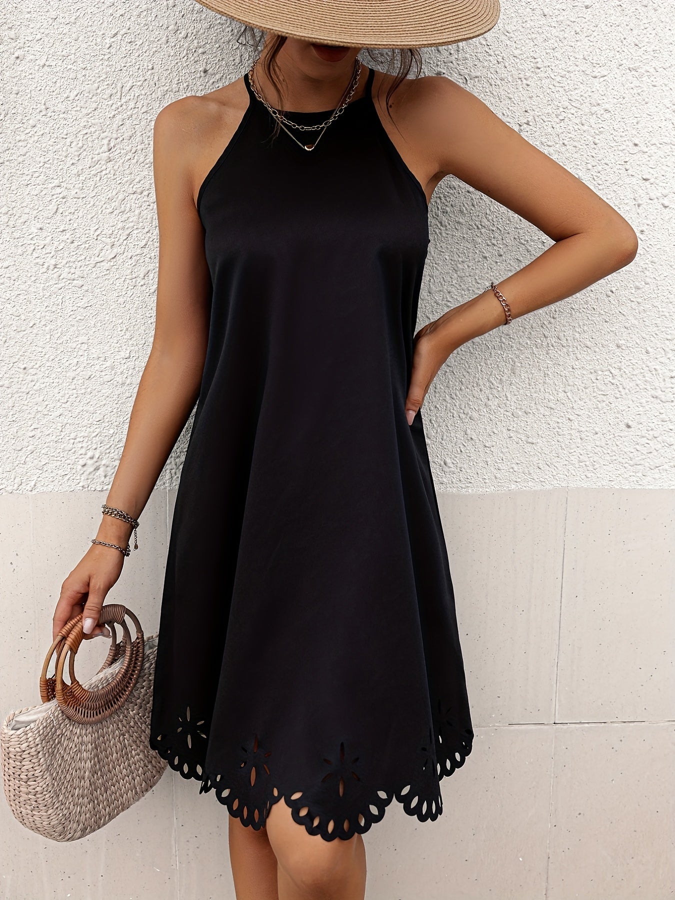 Elegant Solid-Color Sundress with Strapless Design - Timeless Sleeveless Tunic for Women, Non-Sheer & Easy Maintenance