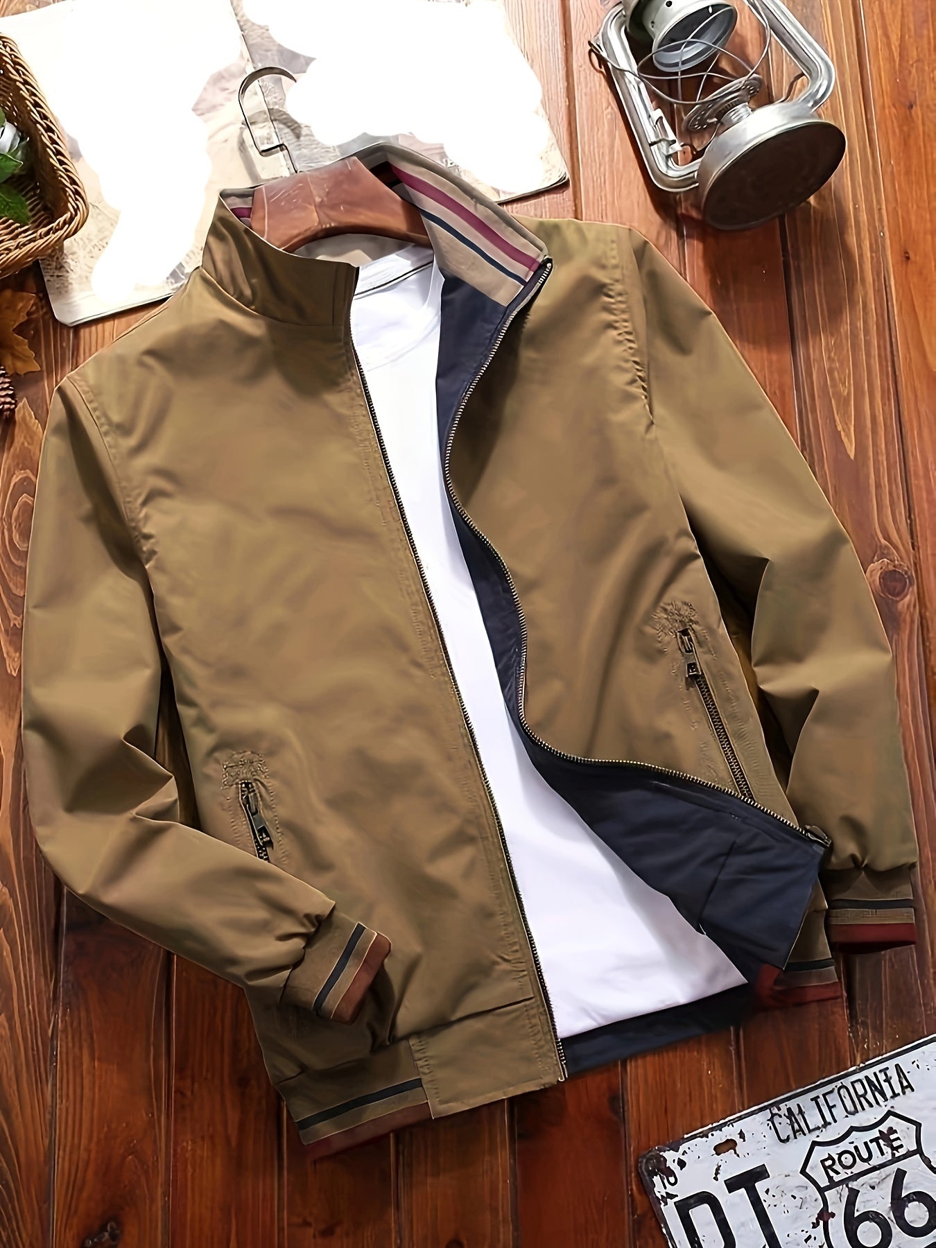 Windbreaker Sports Coat for Men - Water-Resistant, Zipper Pockets, Ribbed Cuff, Lapel Design, Daily Wear, Casual, Outdoor, and Athletic Activities