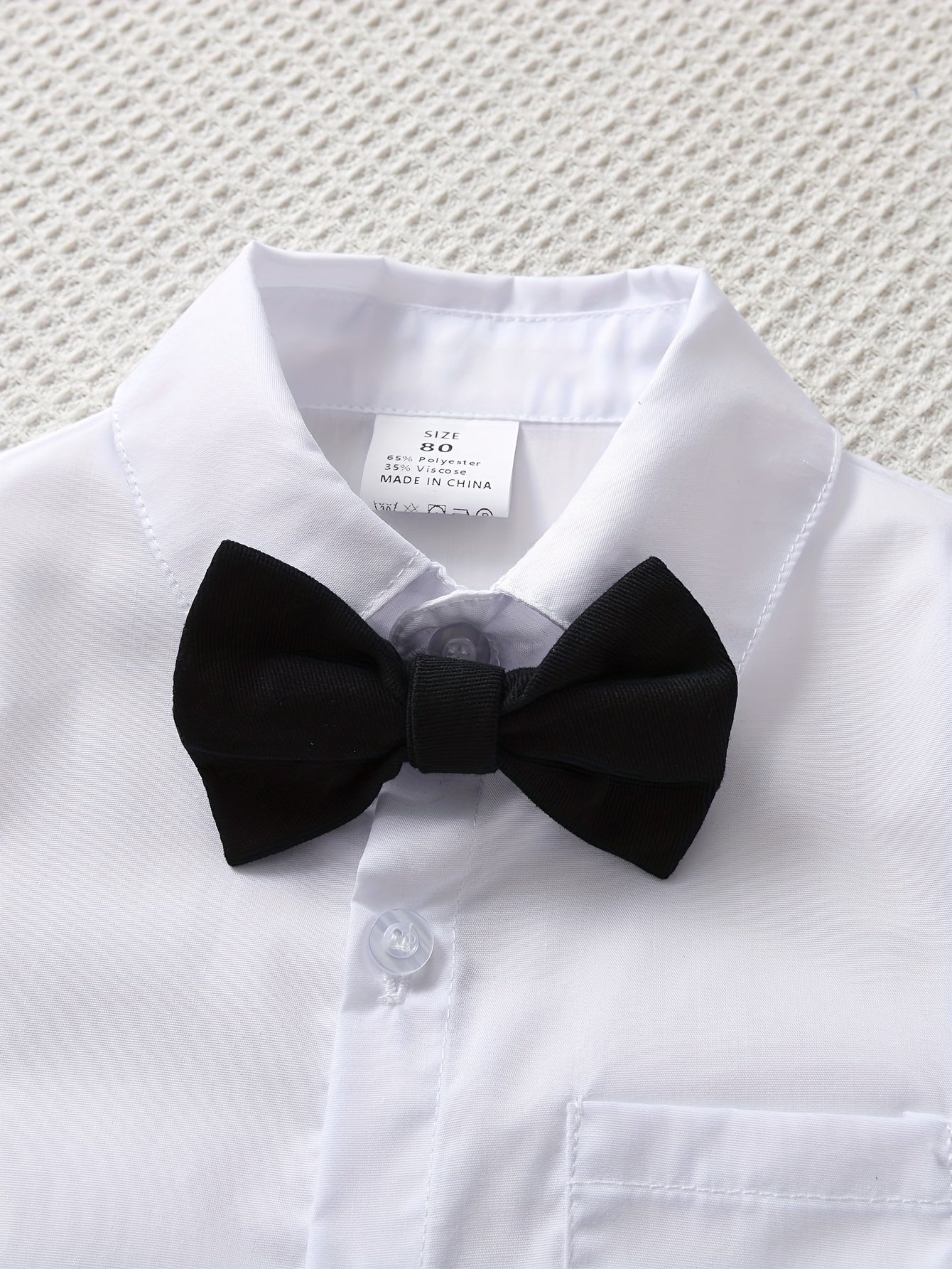 3ocs Boys Formal Gentleman Outfits, Long Sleeve Leaves Print Bowtie Shirt & Suspender Pants & Vest, Kids Clothing Set For Competition Performance Wedding Banquet Dress Outdoor Set