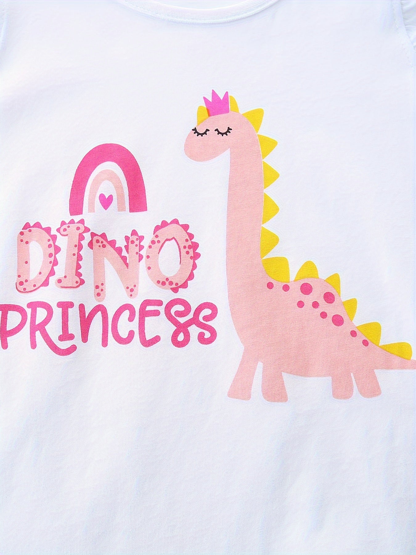 Adorable Dinosaur Toddler Girls' Summer Outfit - Ruffled Sleeve Cotton Tank Top and Shorts Set - Comfortable, Breathable, and Soft Kids Clothing for Sizes 2-7 Years Old