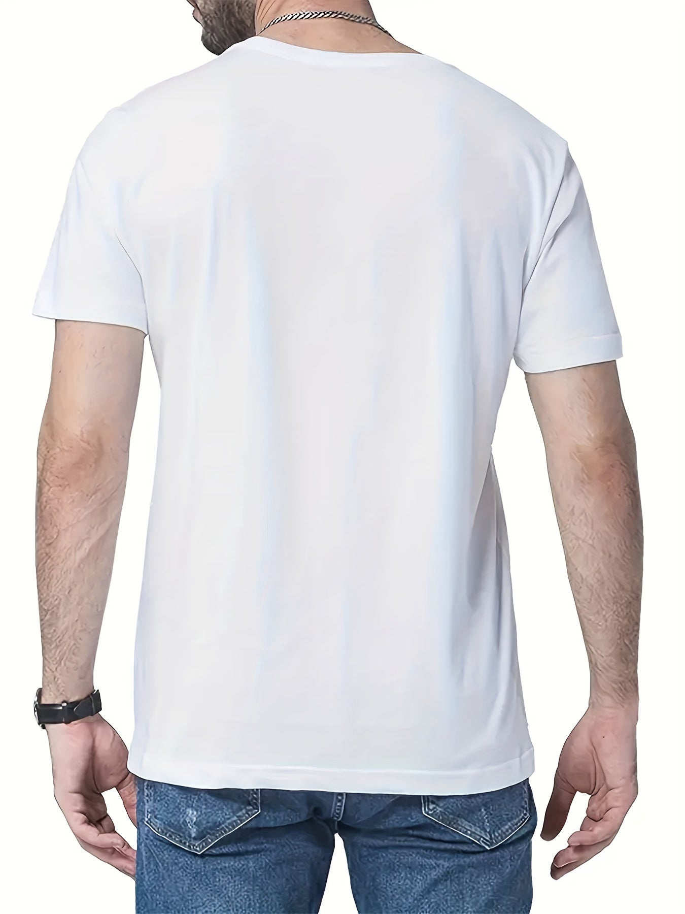 Men's Graphic Tee with PSALMS 91 & Ring Pattern Print - Trendy Summer Clothes for Men