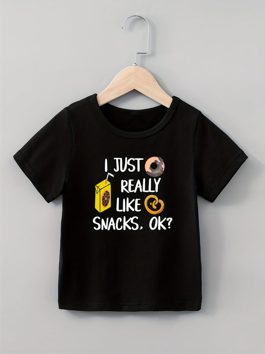 Fun Snack Lover's Tee - Boys' Creative T-Shirt - Lightweight, Comfy, Short Sleeve, Crew Neck, Casual Summer Kids Clothing for Boys