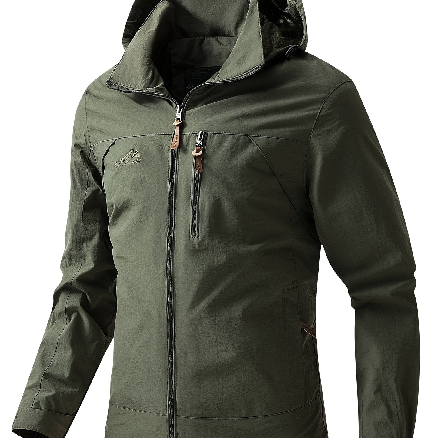 Water-Resistant Hooded Jacket for Men - Outdoor Sports Jacket for Spring and Autumn - Windproof, Breathable, and Lightweight - Ideal for Hiking, Camping, and Cycling