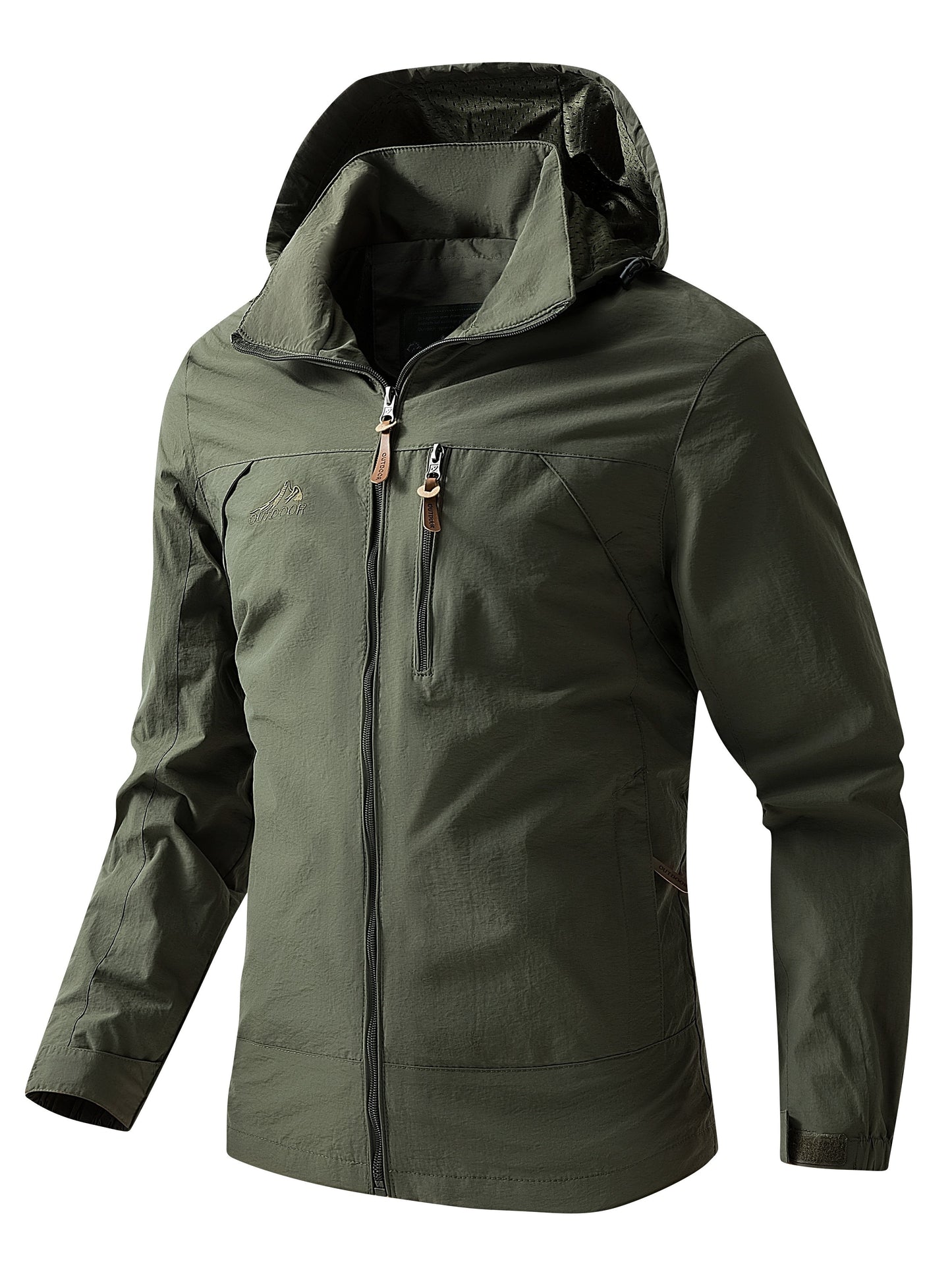 Water-Resistant Hooded Jacket for Men - Outdoor Sports Jacket for Spring and Autumn - Windproof, Breathable, and Lightweight - Ideal for Hiking, Camping, and Cycling