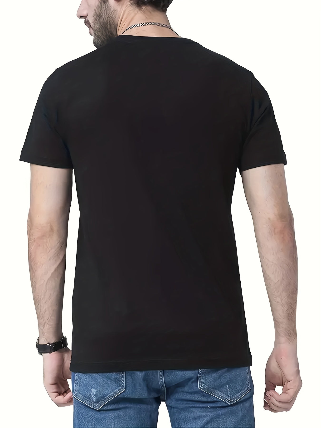 Men's Graphic Tee with PSALMS 91 & Ring Pattern Print - Trendy Summer Clothes for Men