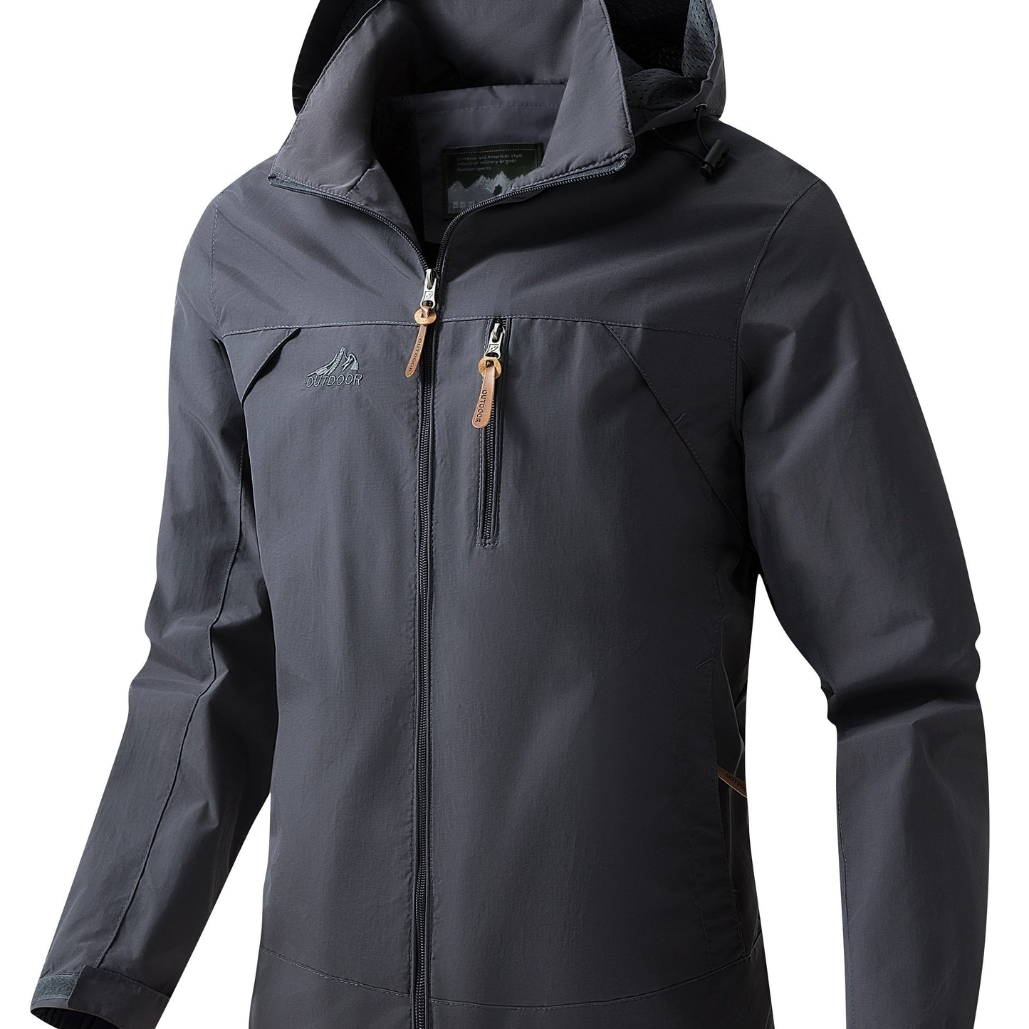 Water-Resistant Hooded Jacket for Men - Outdoor Sports Jacket for Spring and Autumn - Windproof, Breathable, and Lightweight - Ideal for Hiking, Camping, and Cycling