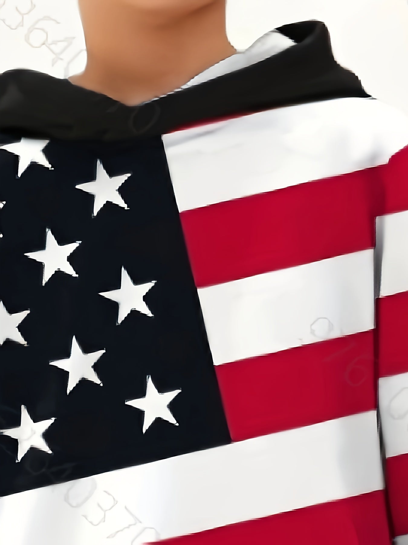 1set Youth American Flag Print Hoodie and Pants Set - Casual Style Polyester Knitwear with Spandex Stretch, Regular Fit, Geometric Pattern, Pockets - Perfect Outfit for Little Champions, Kids Clothing Gift Idea, For Outdoor